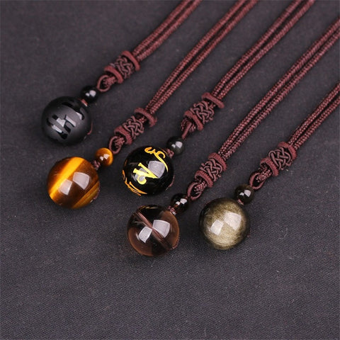 Eye Stone Beads Ball Transfer Pendant Necklace Eye Stone Beads Ball Transfer Pendant Necklace