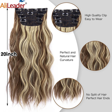 4Pcs/Set 20Inch Synthetic Hair Clip