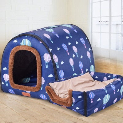 Cat Print Stars House Bed