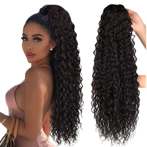 32Inch Water Wave Afro Pony Tail Women Hairpiece