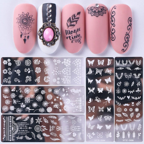 12Designs Retro Flower Butterfly Nail Art