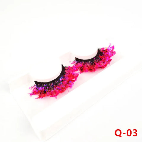 Colored Shining Gold Glitter Eyelashes Handmade Dramatic Purple Colorful Rainbow Lashes