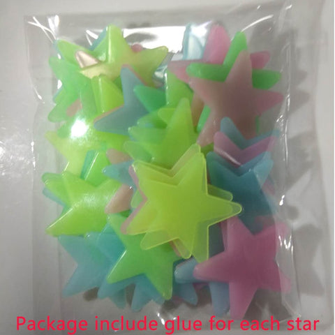 3D Stars Glow In The Dark Wall Stickers
