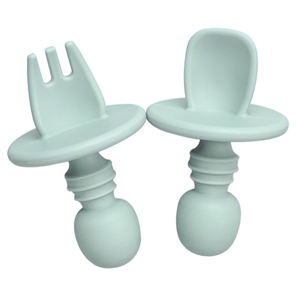 Baby Infant Mini Silicone Fork Spoon
