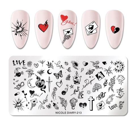 New Stainless Steel Loving Heart Nail Stamp Stencil