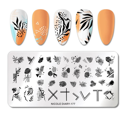 New French Line Flower Nail Stamping Plates
