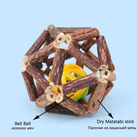 Cat Interactive Wooden Teeth Cleaning Catnip Ball Toy