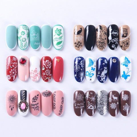 12Designs Retro Flower Butterfly Nail Art
