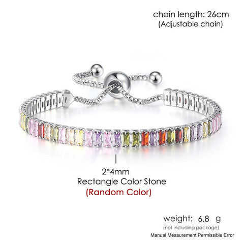 Women Rainbow Colorful Zircon Charm Bracelet