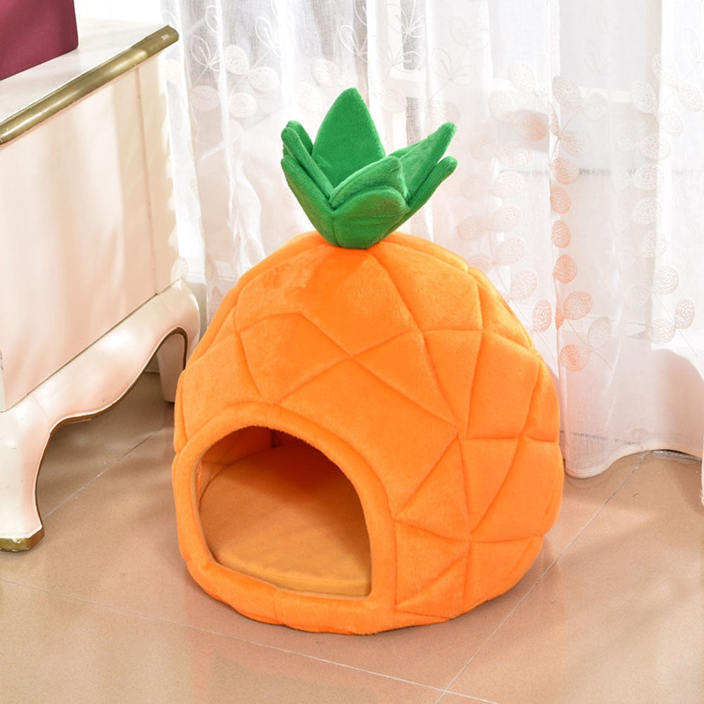Dog Foldable Pineapple House Bed