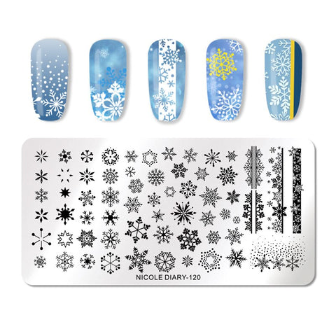 New French Line Flower Nail Stamping Plates