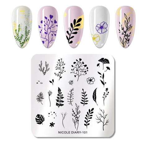 Nail Stamping Plates Flower Leaf Line Design Stamp