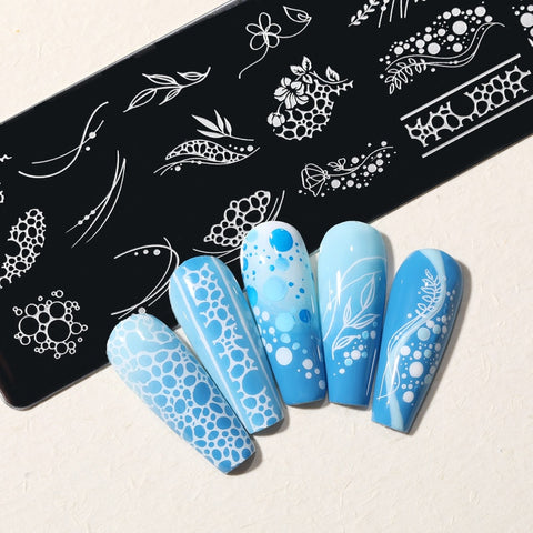 Nail Stamping Plates Flower Leaf Line Design Stamp