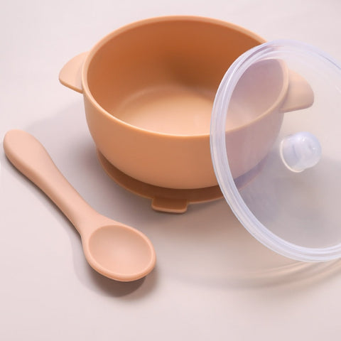 Baby Silicone Sucker Bowl With Spoon