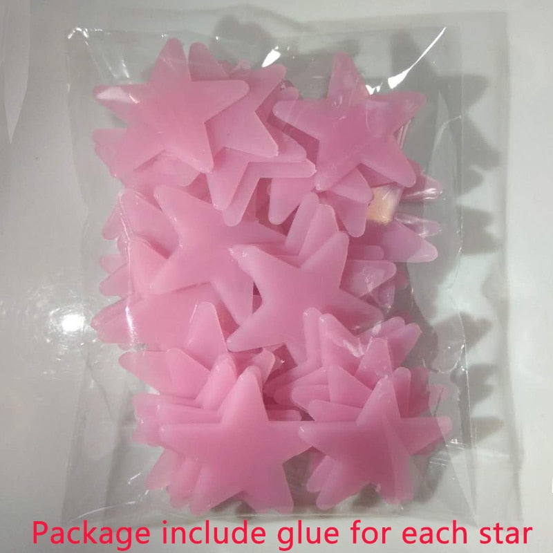 3D Stars Glow In The Dark Wall Stickers