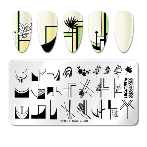 New French Line Flower Nail Stamping Plates