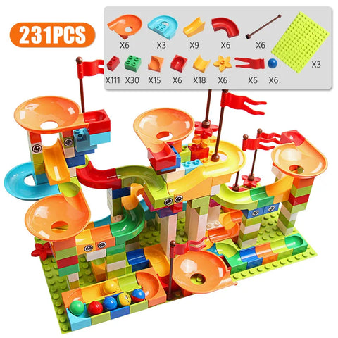 77-308PCS Marble Race Run Big Block Compatible City Building Blocks