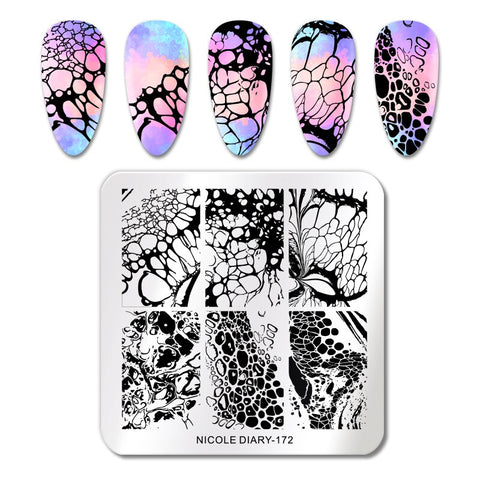 New French Line Flower Nail Stamping Plates