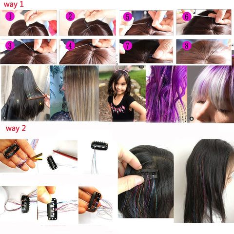 Rainbow Shiny Sparkle Hair Tinsel Kit