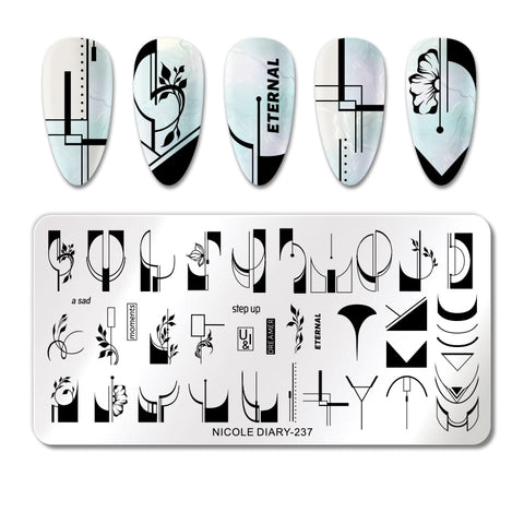 New Marble Abstract Geometry Nail Stamping Plates