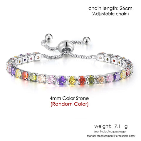 Women Rainbow Colorful Zircon Charm Bracelet