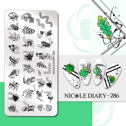 Nail Stamping Plates Flower Leaf Line Design Stamp