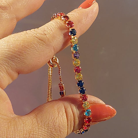 Women Rainbow Colorful Zircon Charm Bracelet