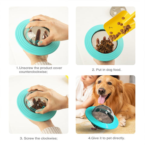 Dog Fun Flying Saucer Food Dispensing Toy
