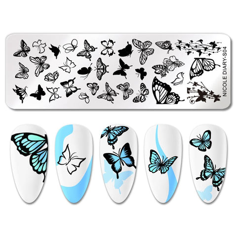 New French Line Flower Nail Stamping Plates