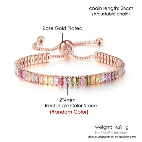 Women Rainbow Colorful Zircon Charm Bracelet