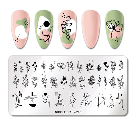 New French Line Flower Nail Stamping Plates