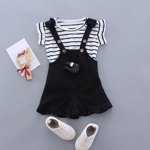 Cute Girls Casual T-Shirts Bib Shorts