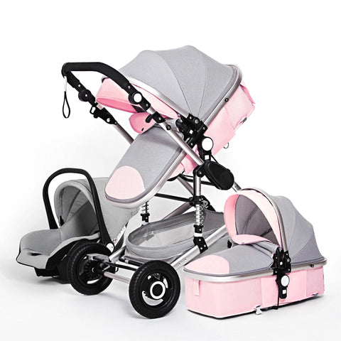 Multifunctional 3 in 1 Baby Stroller luxury Portable High Landscape 4 Wheel Stroller Folding Carriage Gold Baby Newborn Stroller
