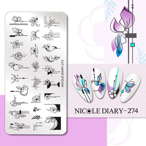 Nail Stamping Plates Flower Leaf Line Design Stamp