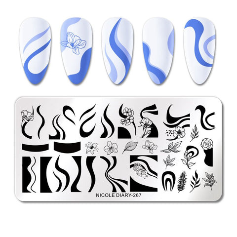 New Marble Abstract Geometry Nail Stamping Plates