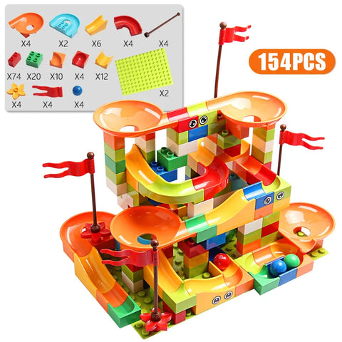 77-308PCS Marble Race Run Big Block Compatible City Building Blocks