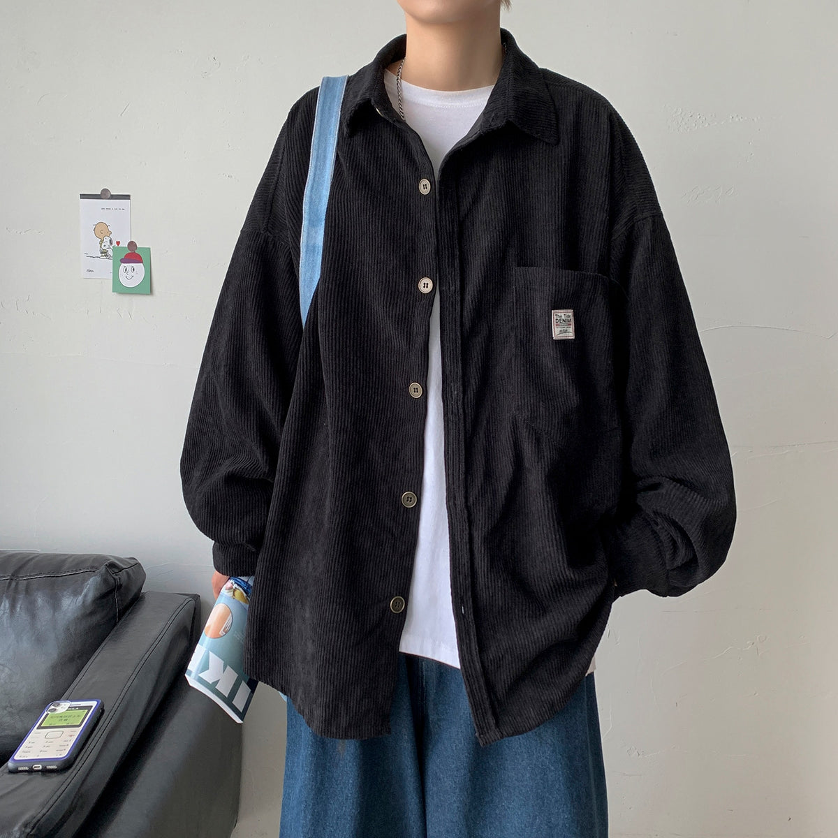 Men Men Harajuku Black Shirt