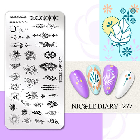 Nail Stamping Plates Flower Leaf Line Design Stamp