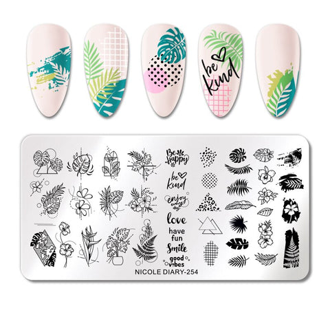 New French Line Flower Nail Stamping Plates