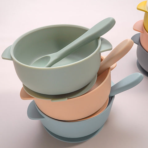 Baby Silicone Sucker Bowl With Spoon