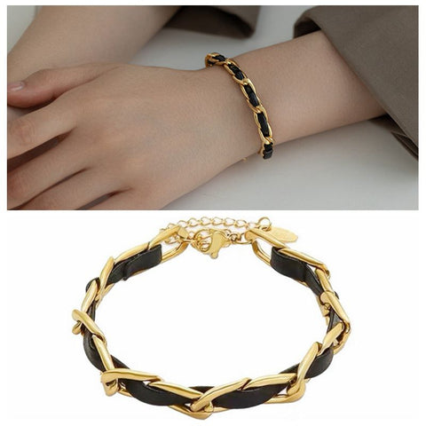 New Stainless Steel Layered Golden Pendant Bracelet