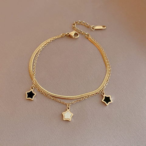New Stainless Steel Layered Golden Pendant Bracelet