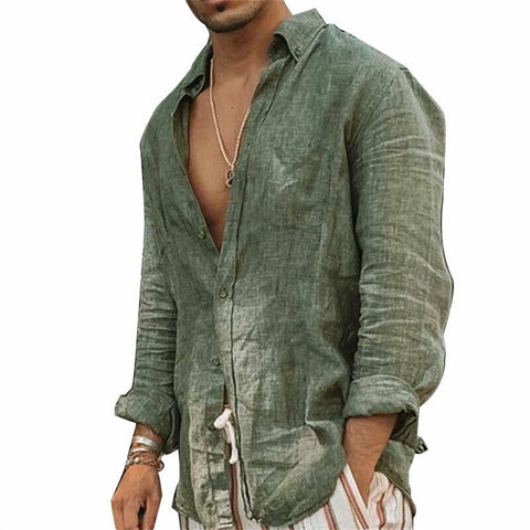 2023 Men Casual Cotton Linen Shirts