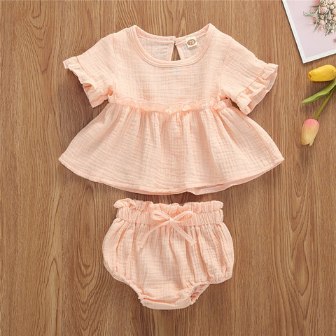 Newborn Baby Girls Cotton Linen Clothes