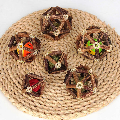 Cat Interactive Wooden Teeth Cleaning Catnip Ball Toy