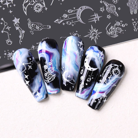 New Space Planet Moon Star Nail Stamping Plates