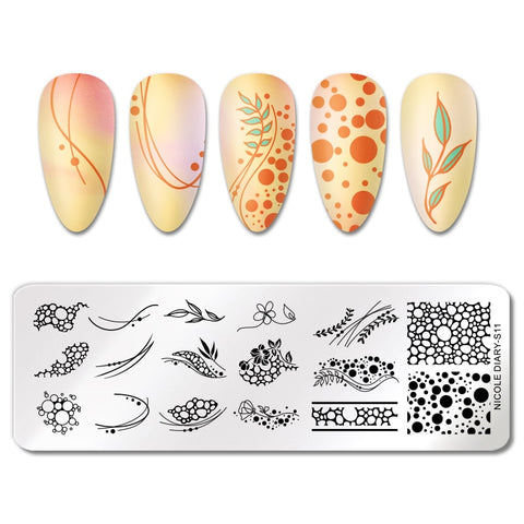 Nail Stamping Plates Flower Leaf Line Design Stamp