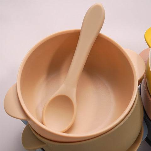 Baby Silicone Sucker Bowl With Spoon
