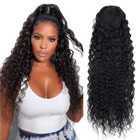 32Inch Water Wave Afro Pony Tail Women Hairpiece