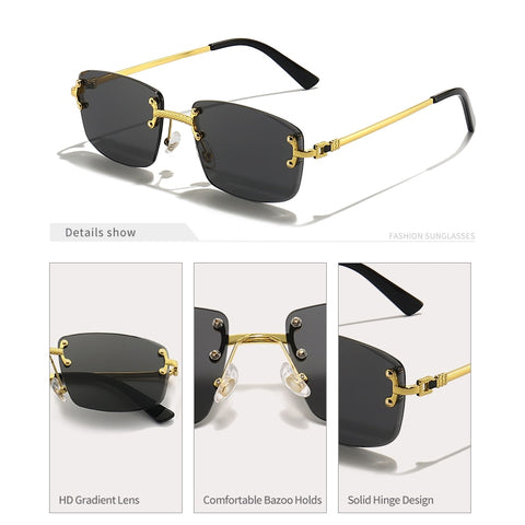 New Blue Gradient Lens Metal Sunglasses